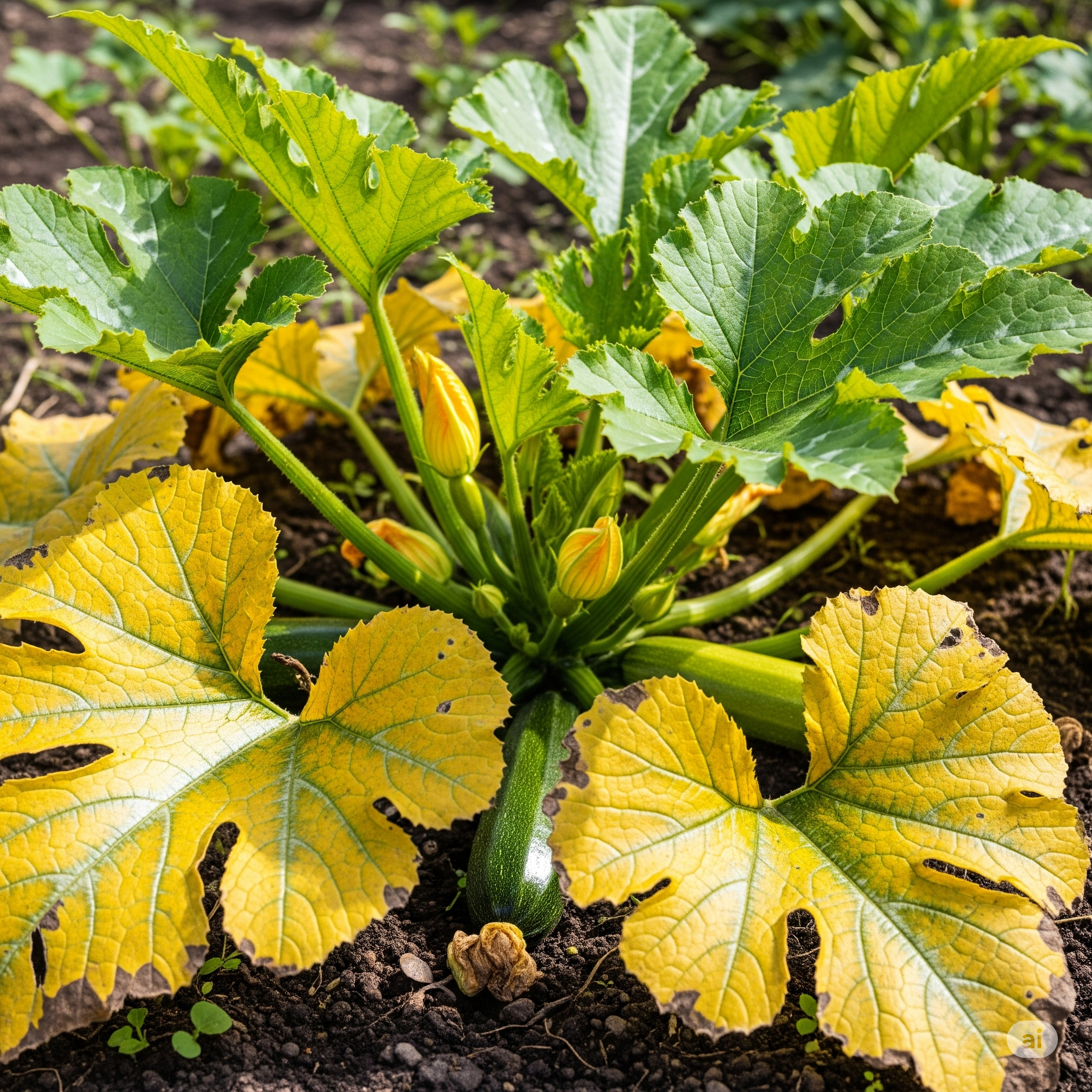 Leaves On A Zucchini Plant Turning Yellow