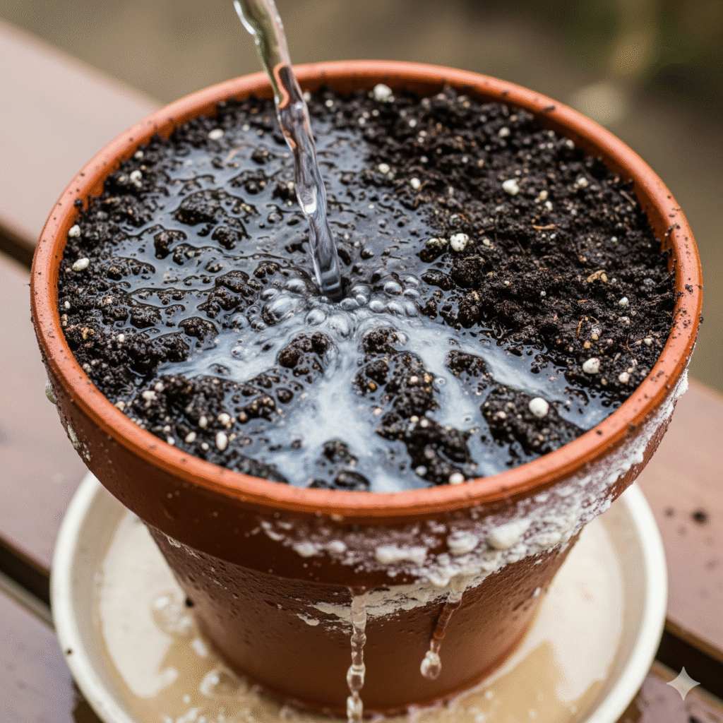 Flush soil Without Overwatering plants