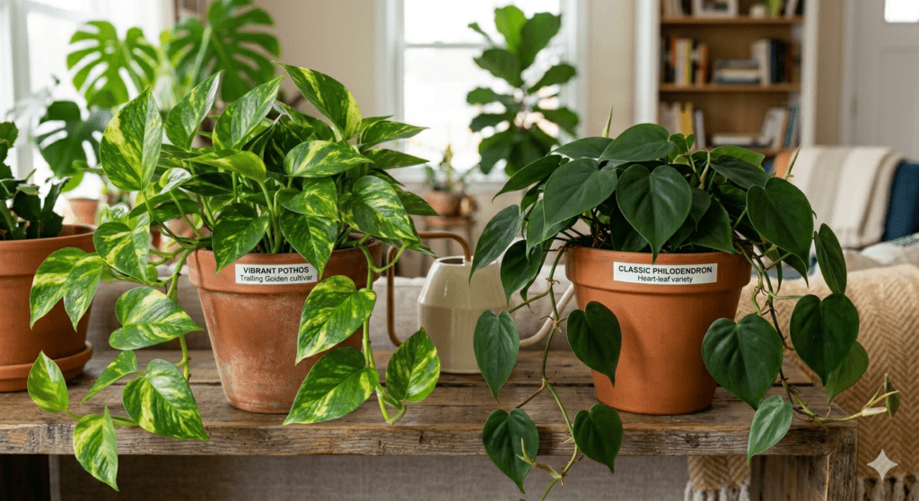 pothos vs philodendron