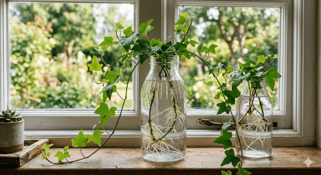 english ivy growing in water