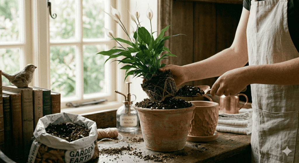 repot peace lily
