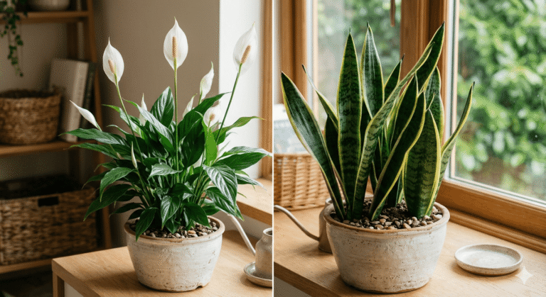 peace lily vs snake plants