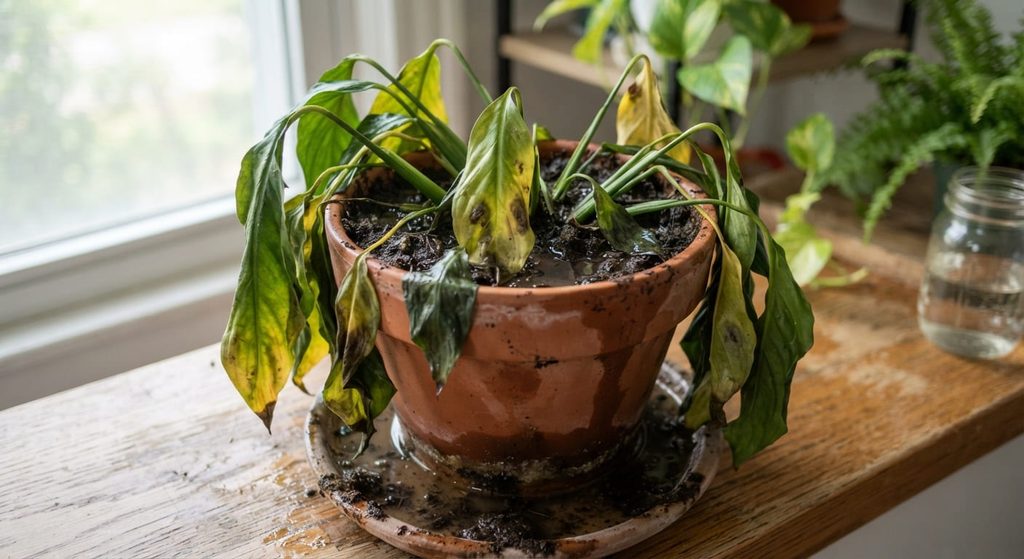 overwatered houseplants