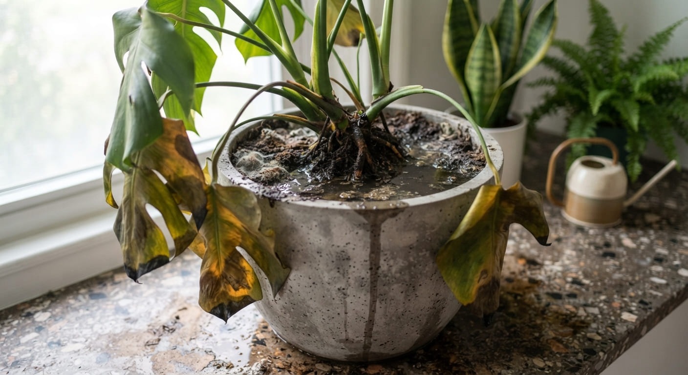 overwatetered houseplants